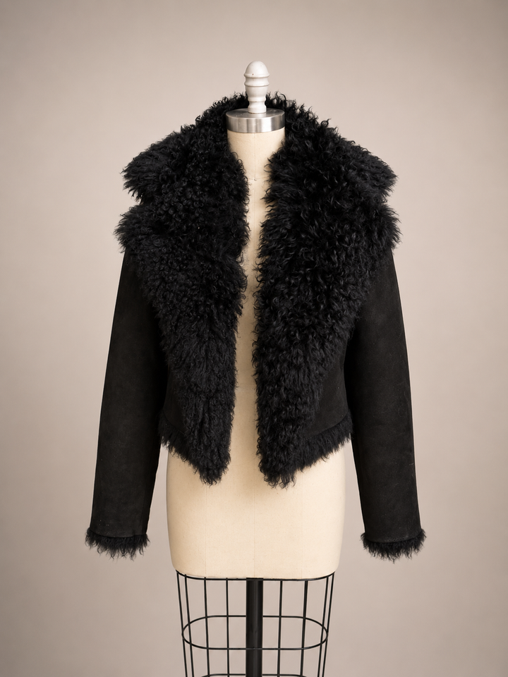 Field and Fleece Crop Jacket- Black